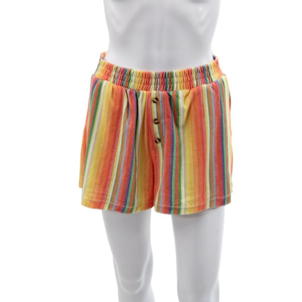 Chaser Women Multicolor Striped Sweat Shorts Pull On Size S